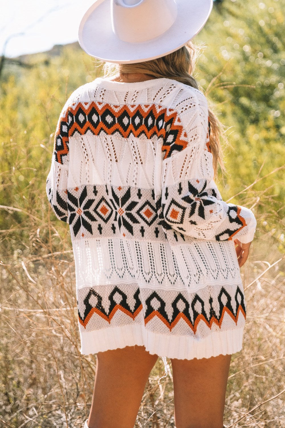 Fair Isle Loose Knit Cardigan