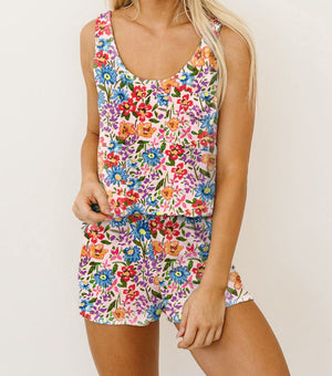 Floral Tank Top Shorts Lounge Set