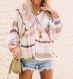 Flouncy Tie Dye Print Top