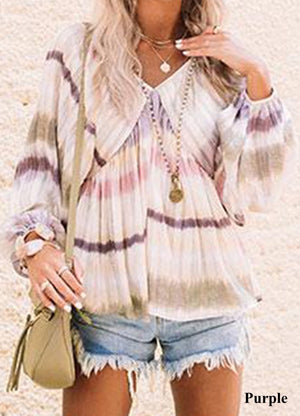 Flouncy Tie Dye Print Top