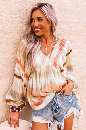 Flouncy Tie Dye Print Top