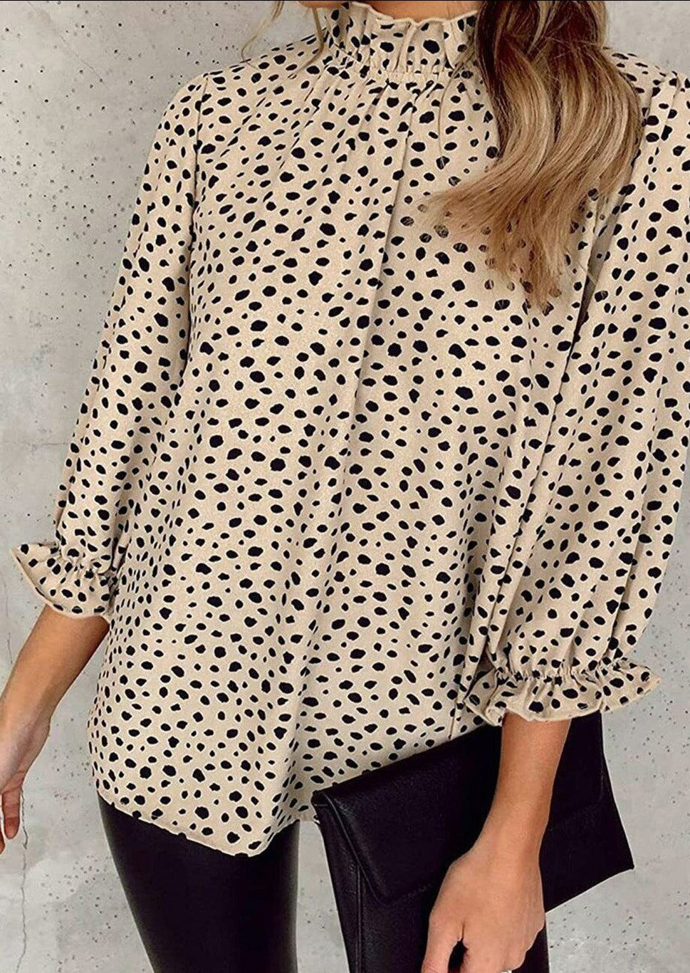 Gathered Dotted Blouse Top