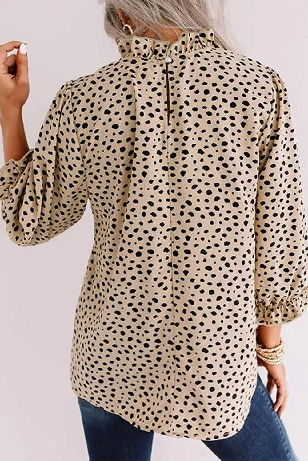 Gathered Dotted Blouse Top