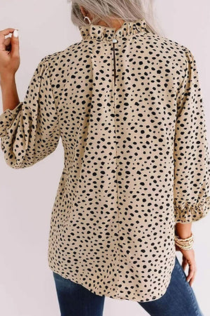 Gathered Dotted Blouse Top