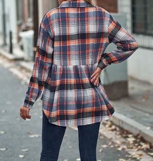 Gathered Plaid Pocket Top