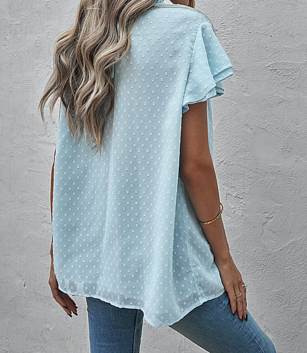 Gathered Ruffled Dotted Top