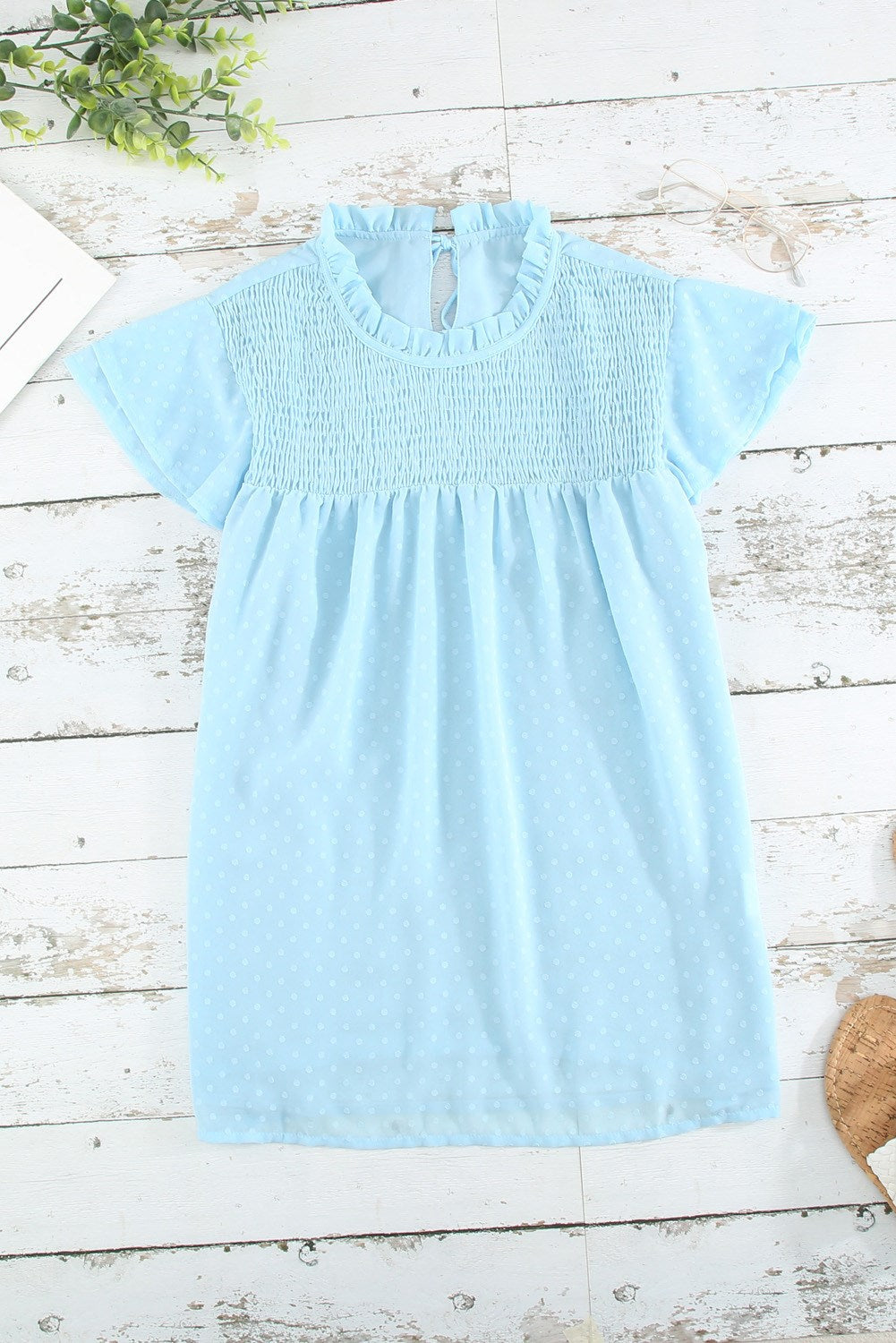 Gathered Ruffled Dotted Top