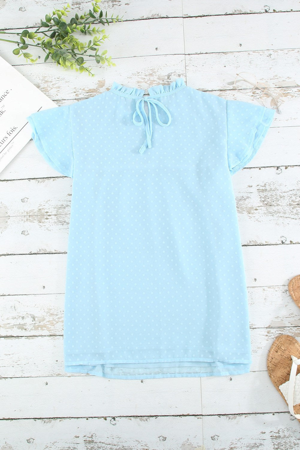 Gathered Ruffled Dotted Top