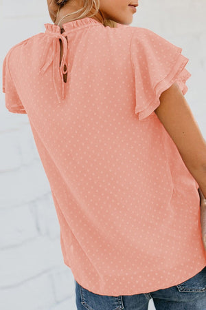 Gathered Ruffled Dotted Top