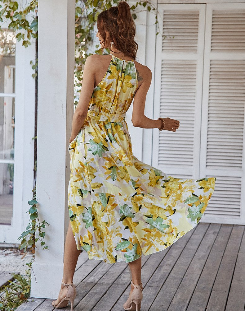 Halter Floral Midi Dress