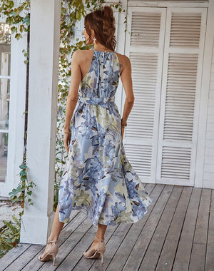 Halter Floral Midi Dress