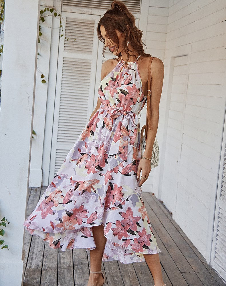 Halter Floral Midi Dress