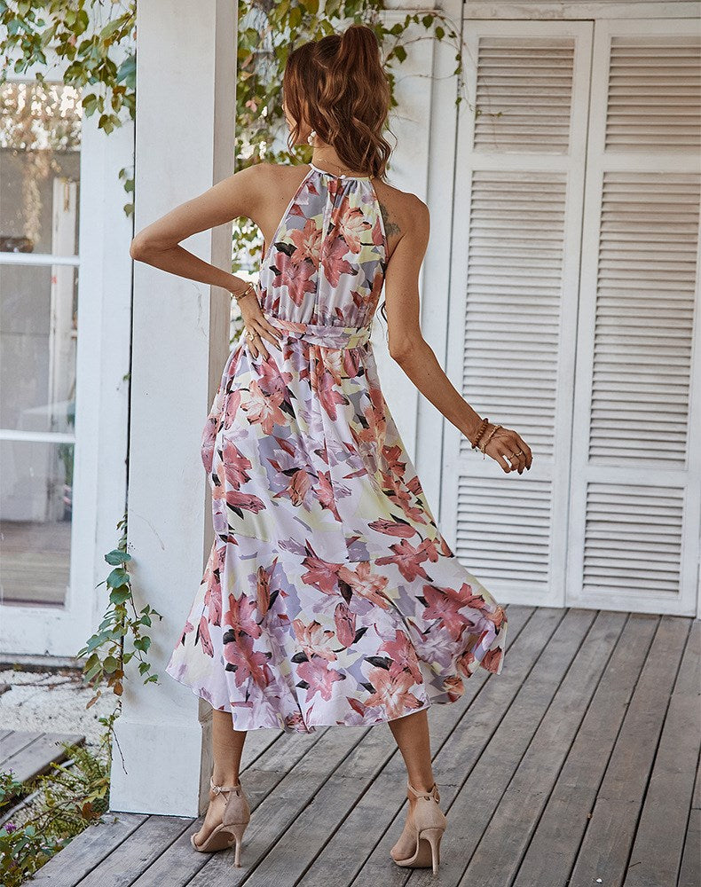 Halter Floral Midi Dress