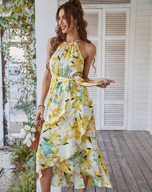 Halter Floral Midi Dress