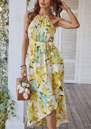 Halter Floral Midi Dress