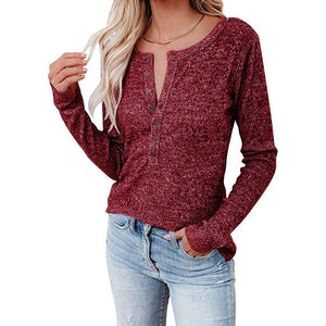 Heathered Henley Knit Top