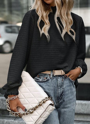 High Collar Textured Top