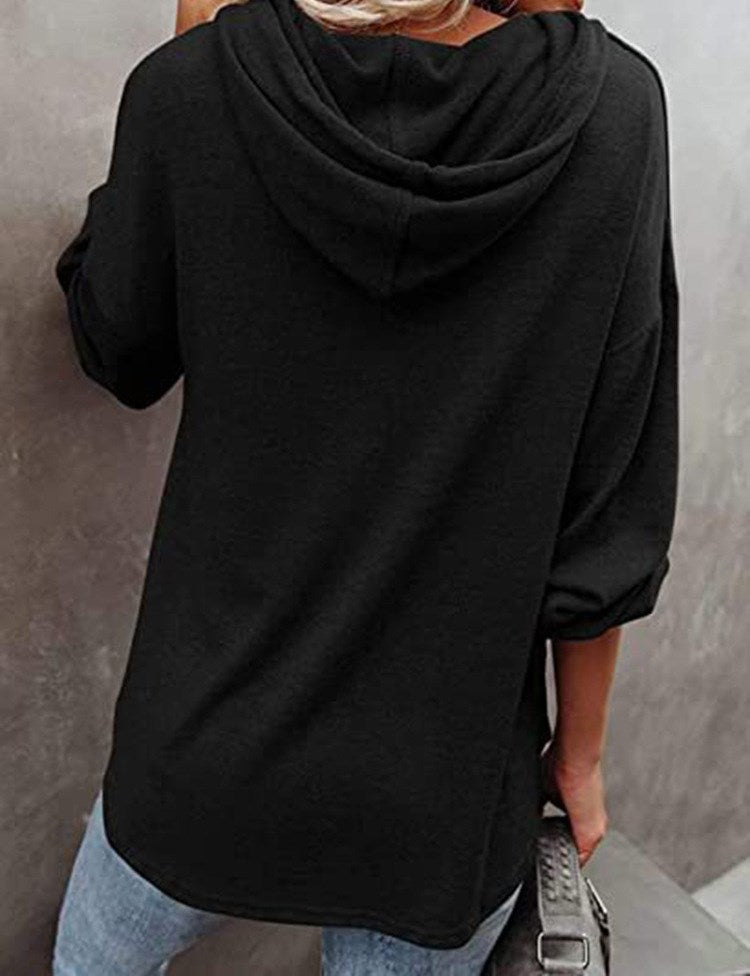 Hooded Henley Pullover