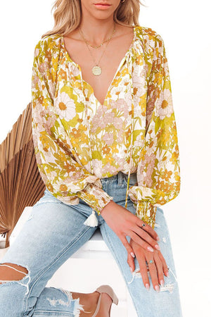 Impressionist Print Tassel Top