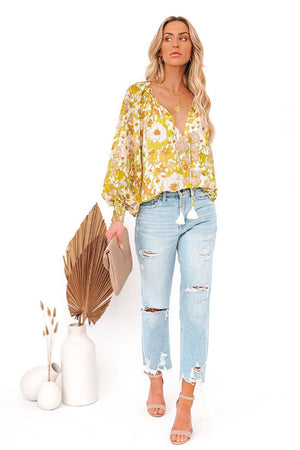 Impressionist Print Tassel Top