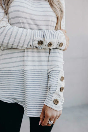 Lace Buttoned Stripe Top