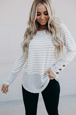 Lace Buttoned Stripe Top