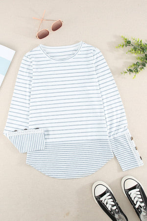 Lace Buttoned Stripe Top