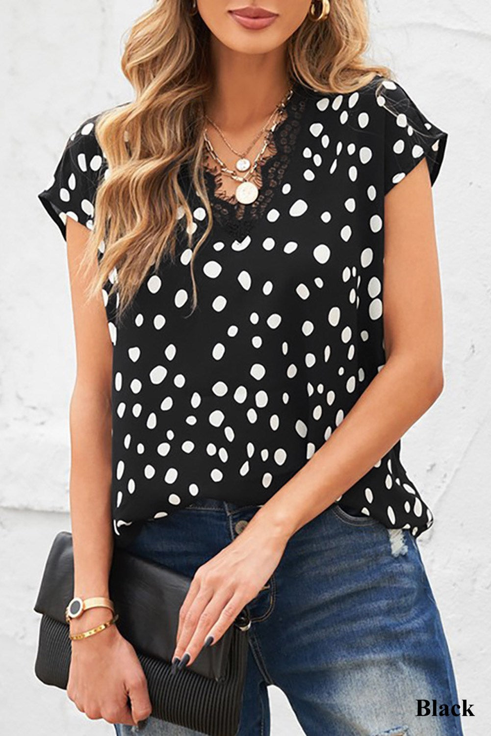 Lace Trimmed Dotted Top