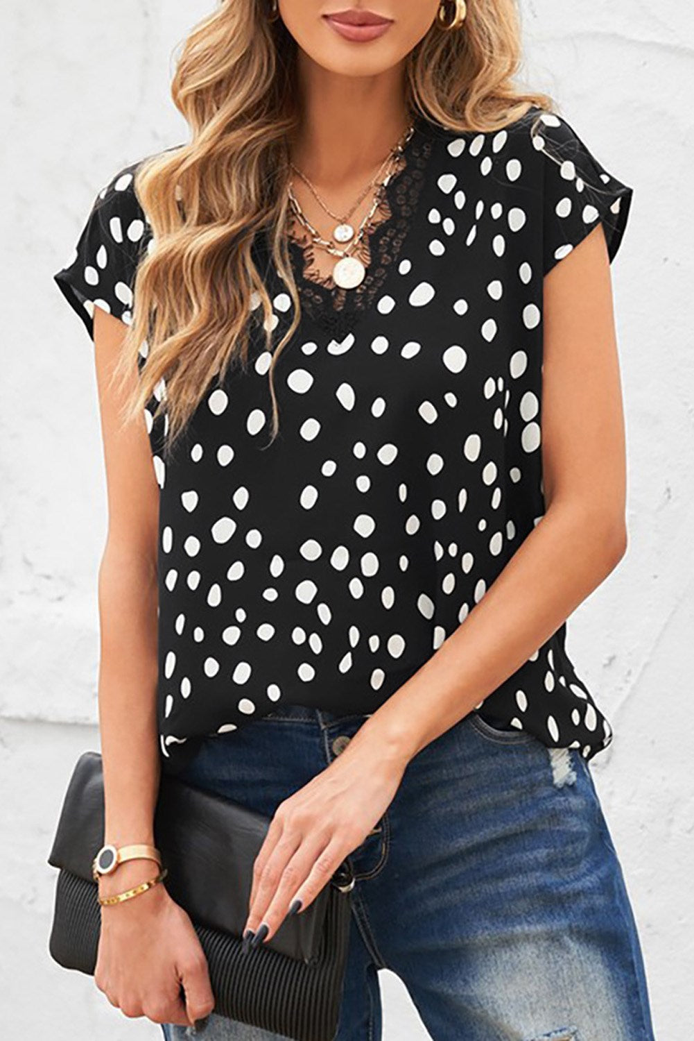 Lace Trimmed Dotted Top