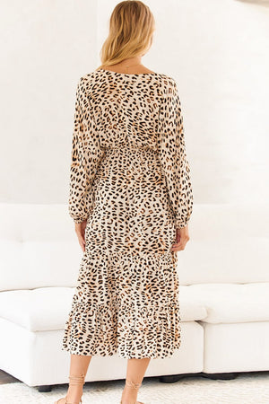 Leopard Print Tier Midi Dress