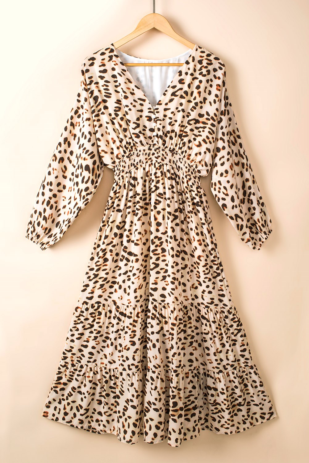 Leopard Print Tier Midi Dress