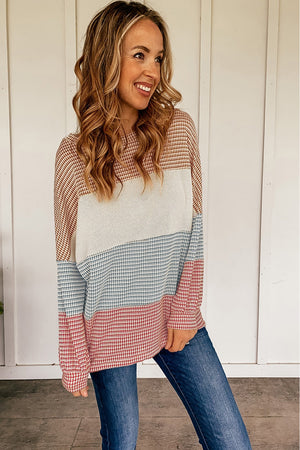 Long Sleeve Block Knit Top