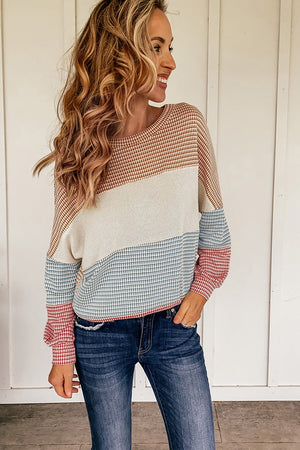 Long Sleeve Block Knit Top