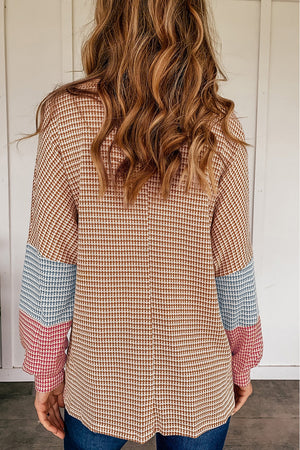 Long Sleeve Block Knit Top