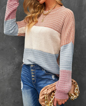 Long Sleeve Block Knit Top