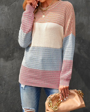 Long Sleeve Block Knit Top