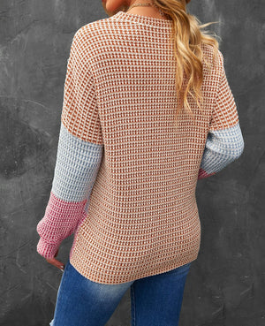 Long Sleeve Block Knit Top