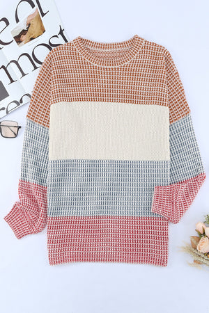 Long Sleeve Block Knit Top