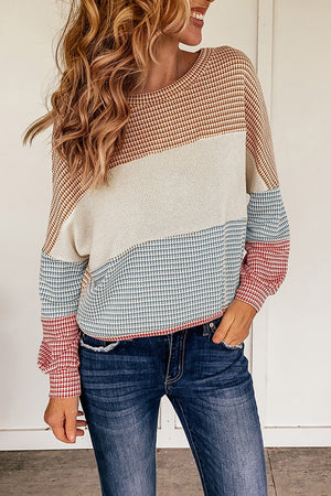 Long Sleeve Block Knit Top