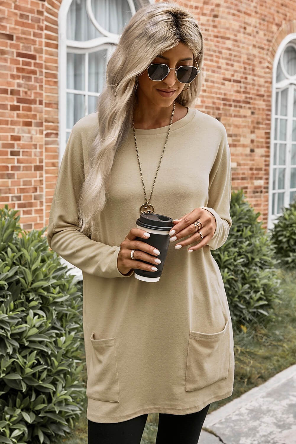 Long Sleeve Pocket Tunic Top