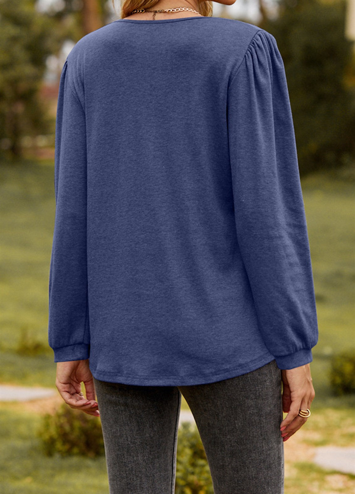 Long Sleeve Ruffled Henley Top