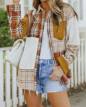 Mixed Patchwork Plaid Shacket