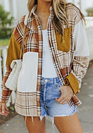 Mixed Patchwork Plaid Shacket