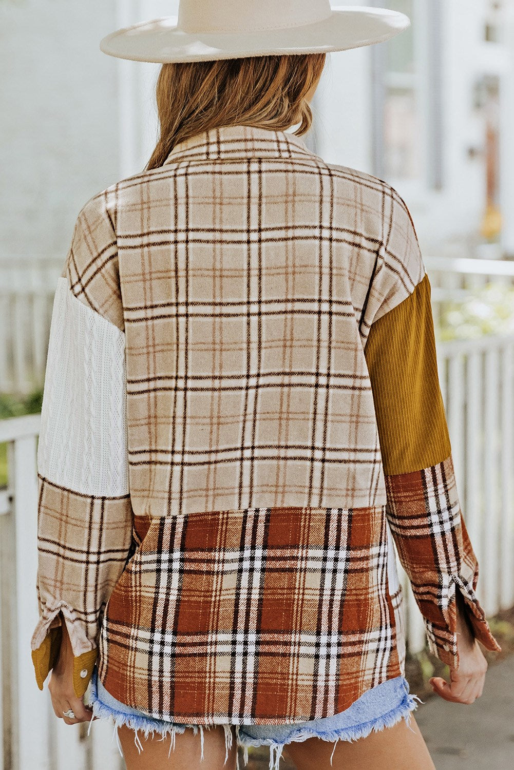 Mixed Patchwork Plaid Shacket