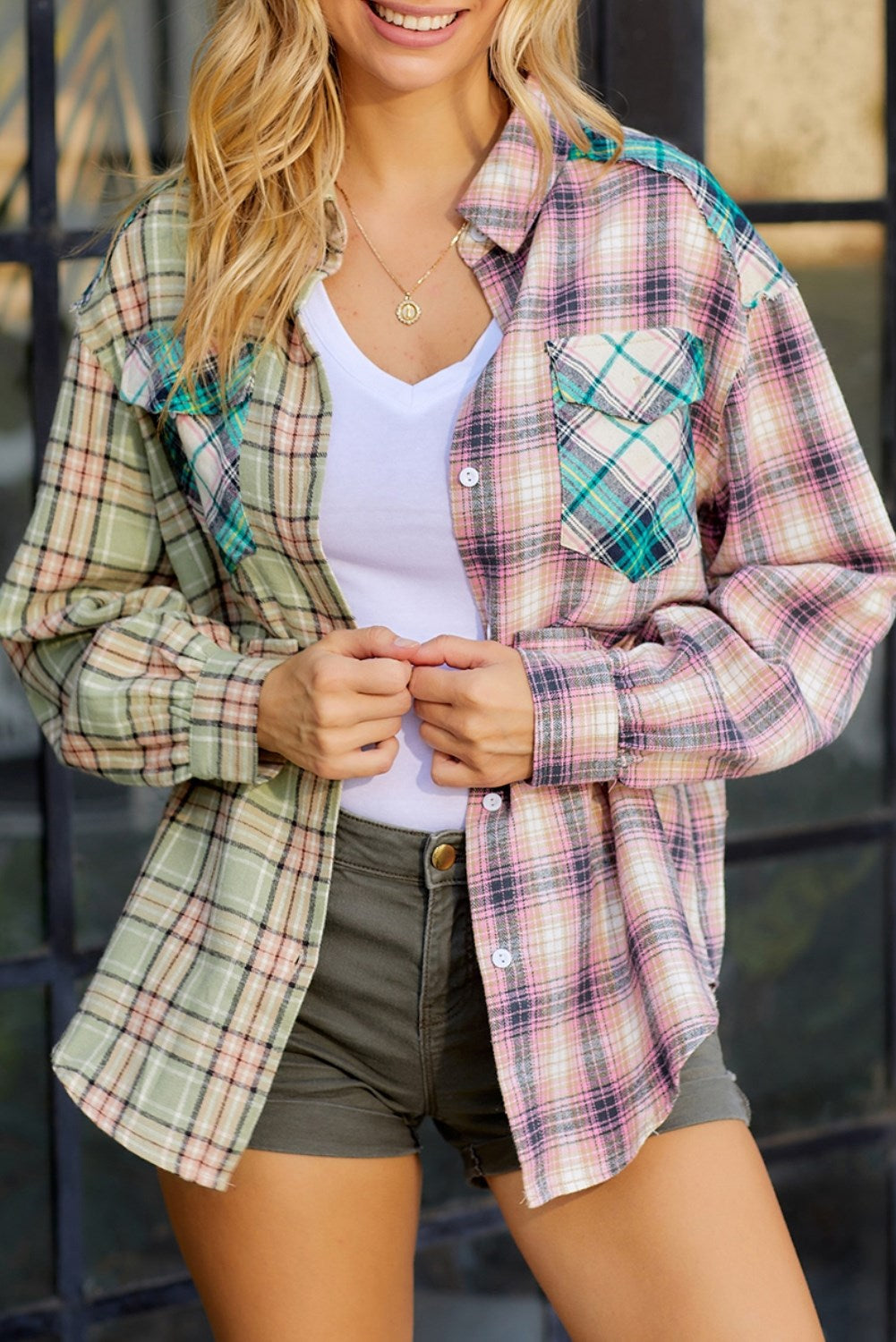 Mixed Plaid Shirt