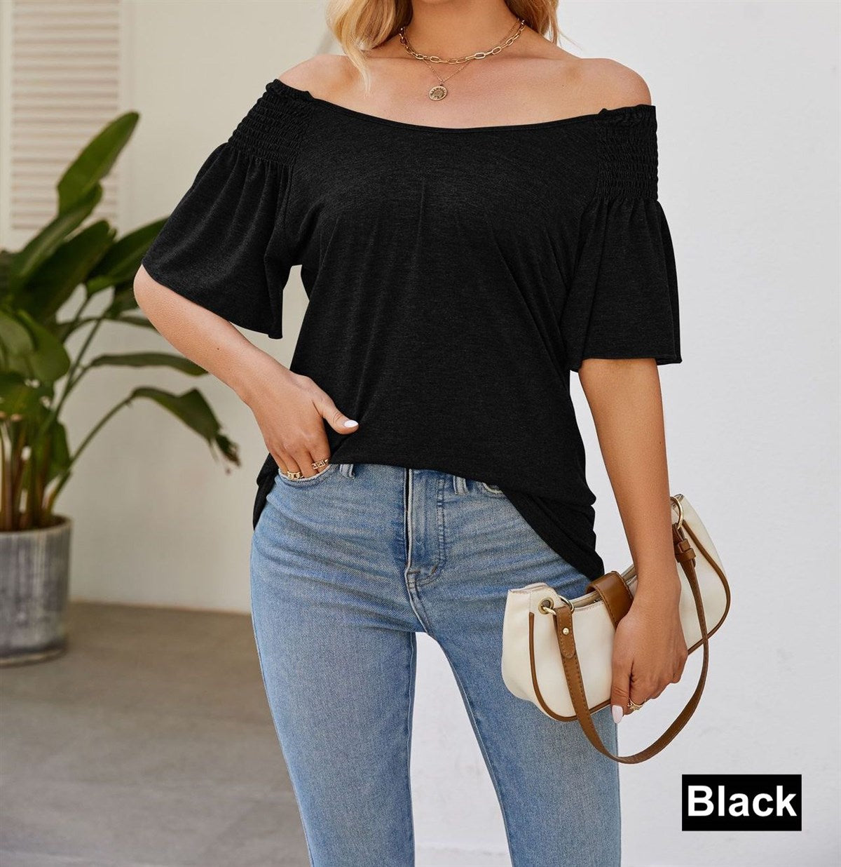 Off The Shoulder Convertible Loose Sleeve Top