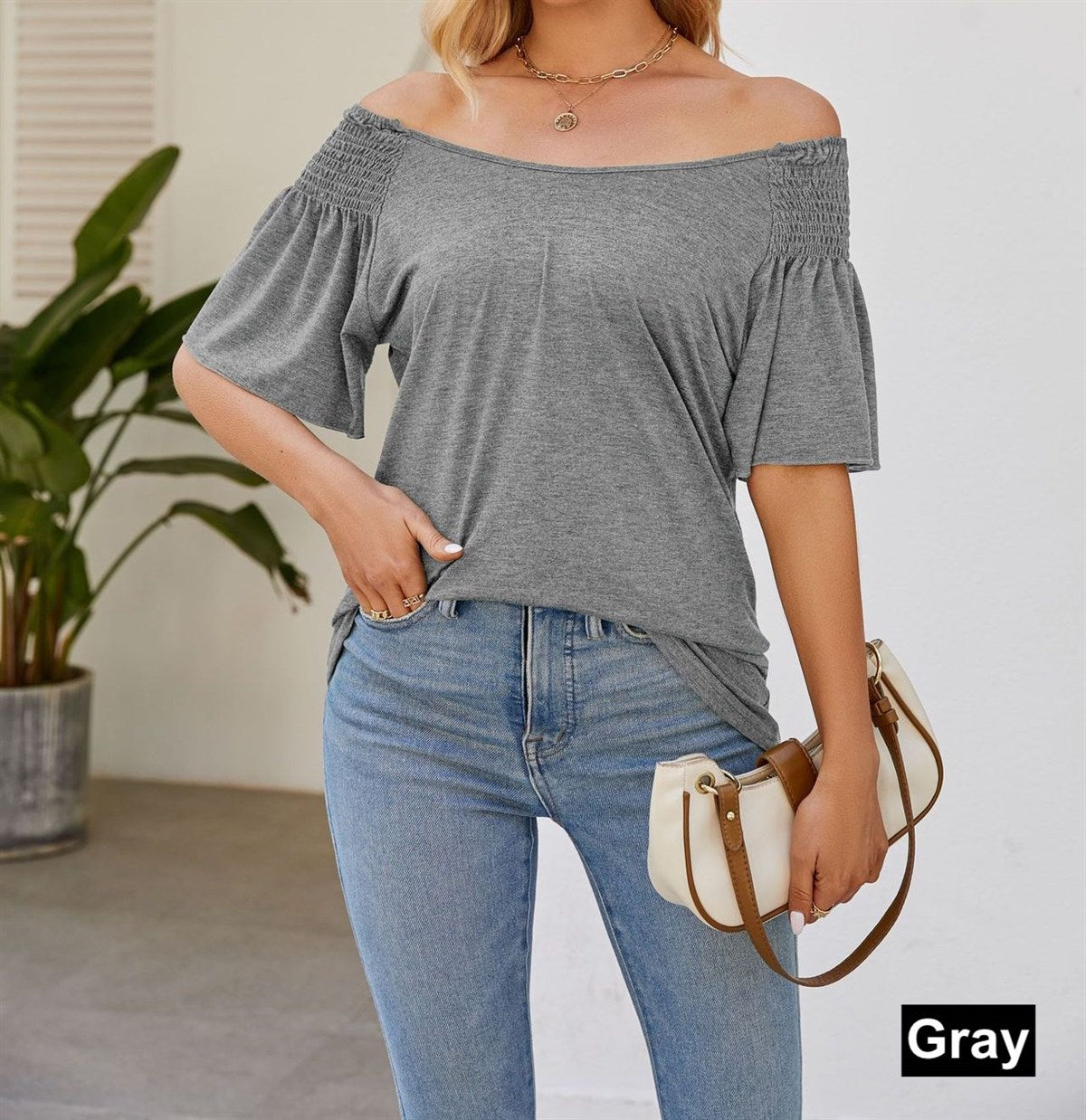 Off The Shoulder Convertible Loose Sleeve Top