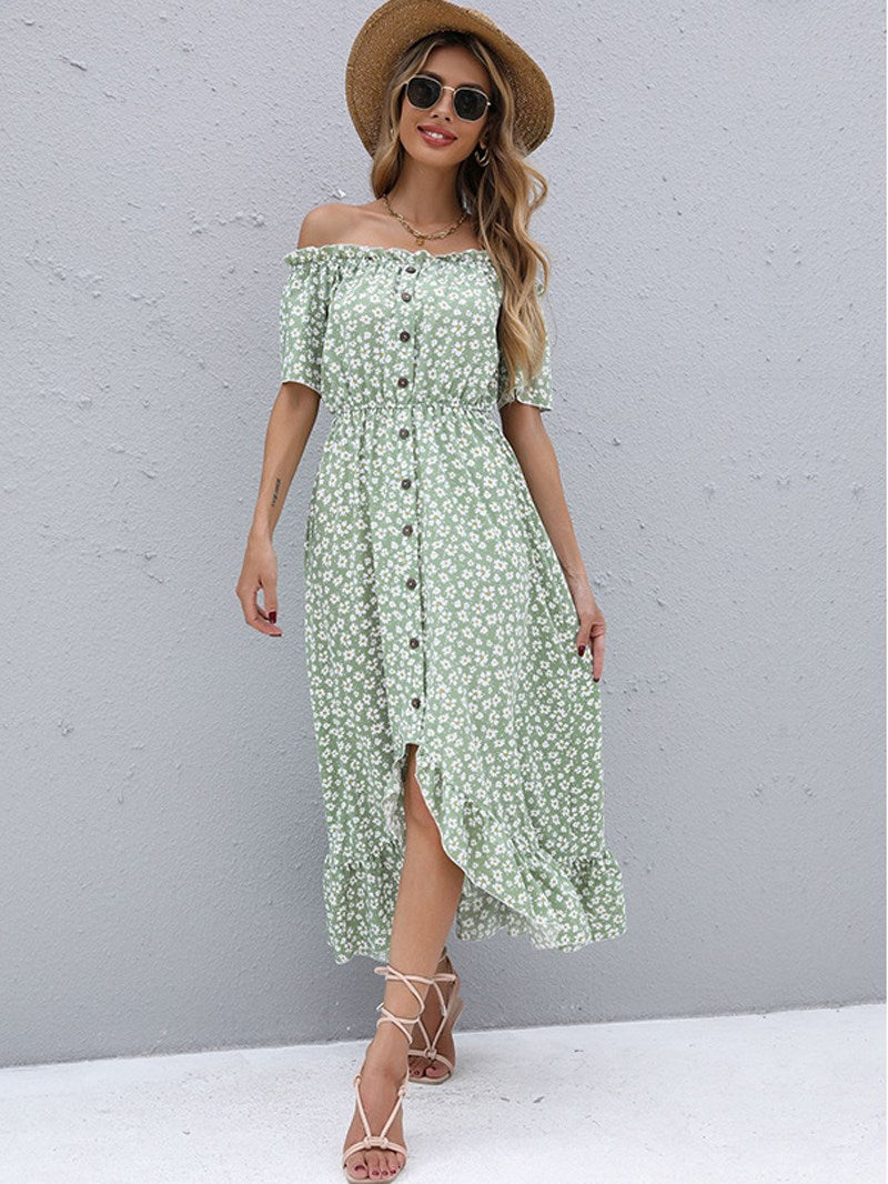 Off The Shoulder Floral Midi Dress