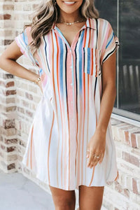 Ombre Stripe Shirt Dress