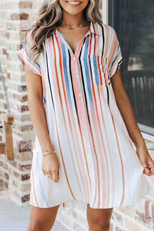 Ombre Stripe Shirt Dress